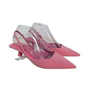 ZARA Pink Slingback Pointed Toe Kitten Heel Shoes Size 39 US 8